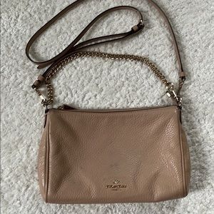 Coach Beige Pebble Leather Crossbody Clutch Bag